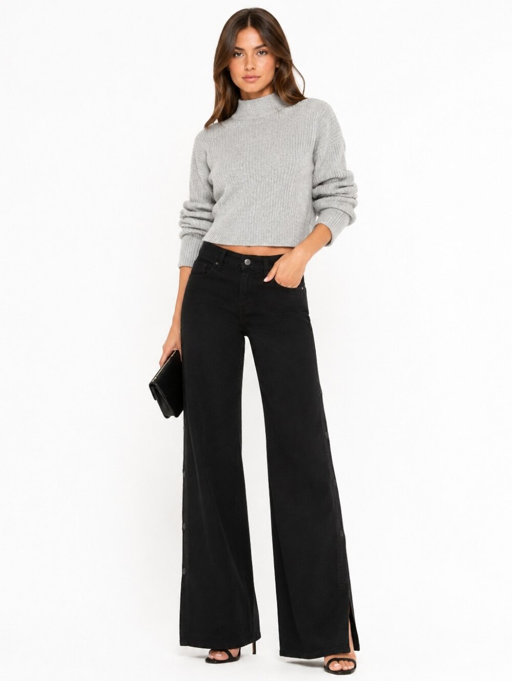 Nili Lotan Black Ena Mid Rise Wide Leg Jeans NWT Size 25